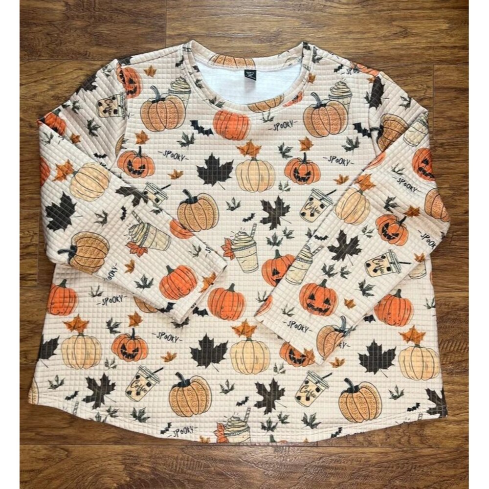 Fall Halloween Fun Long Sleeve Textured Pullover size 2x